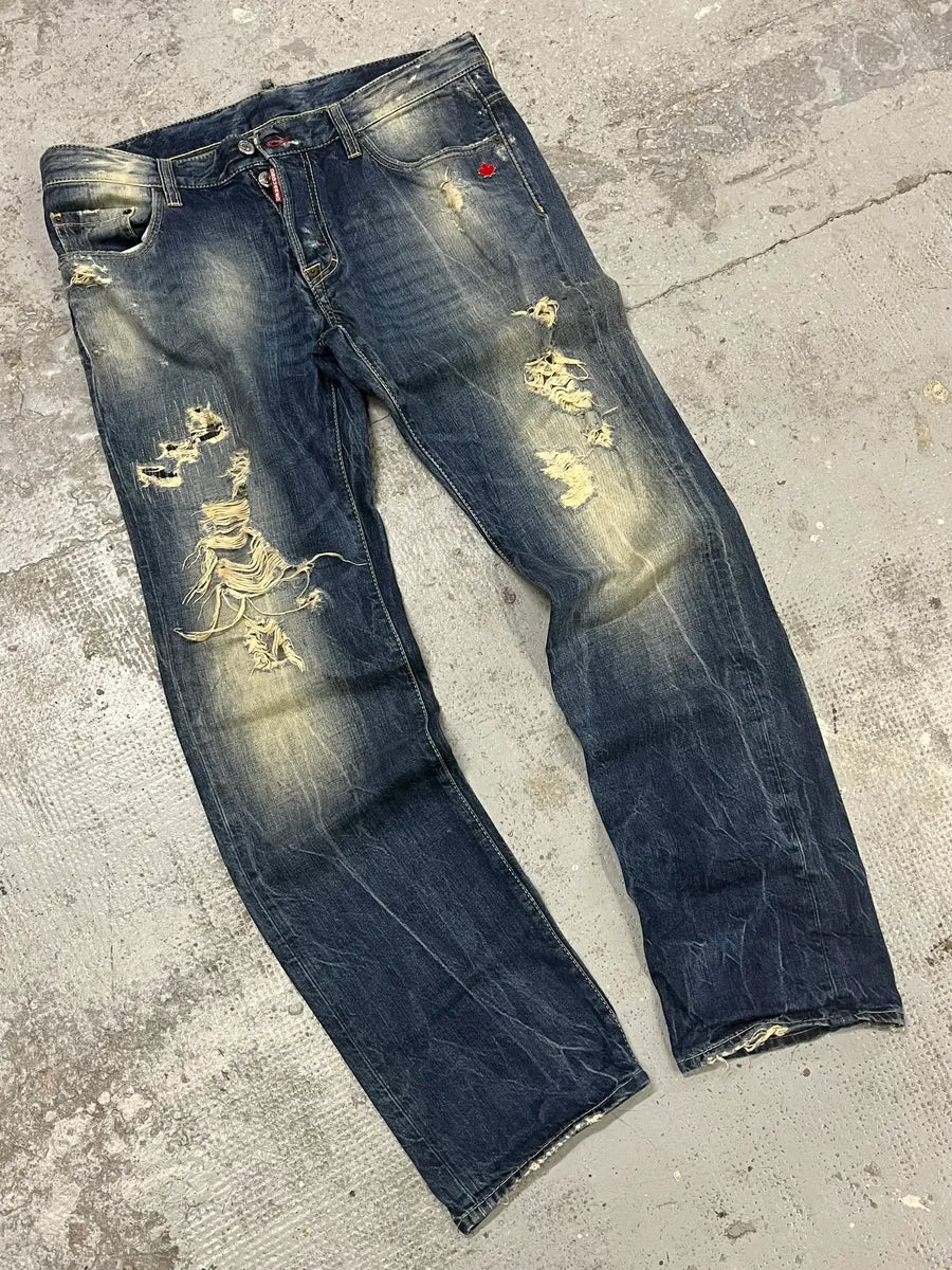 AW2010 Dsquared2 Blue Faded Distressed Denim Jeans fVJwvUb 4