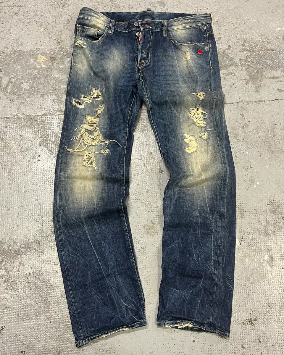 AW2010 Dsquared2 Blue Faded Distressed Denim Jeans fVJwvUb 0