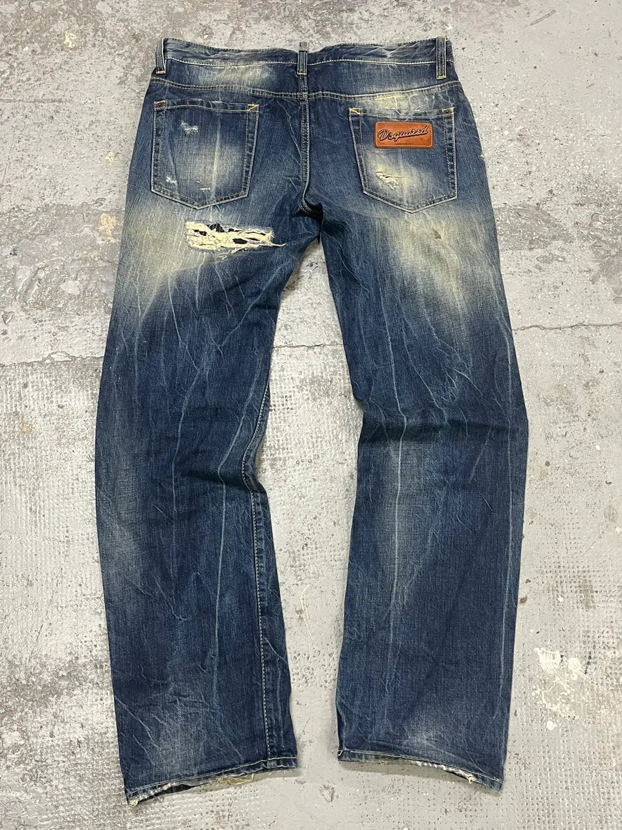 AW2010 Dsquared2 Blue Faded Distressed Denim Jeans fVJwvUb 5
