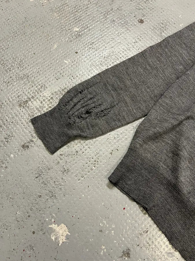 AW2010 Dsquared2 Grey Wool Distressed V-Neck Sweater YDchKJJ 4