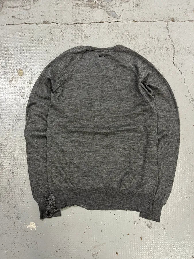 AW2010 Dsquared2 Grey Wool Distressed V-Neck Sweater YDchKJJ 6