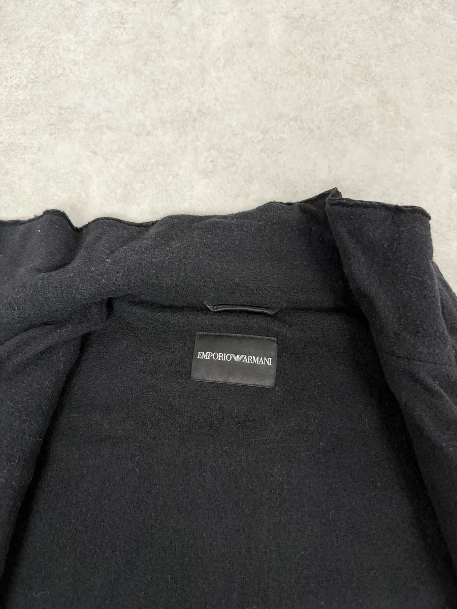 AW2010 Emporio Armani Asymmetrical Black Crocodile Embossed Leather Jacket JkYoTnY 10