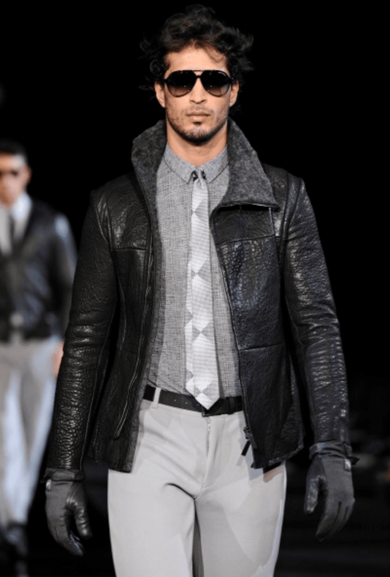AW2010 Emporio Armani Asymmetrical Raw Black Leather Jacket (S/M) 1