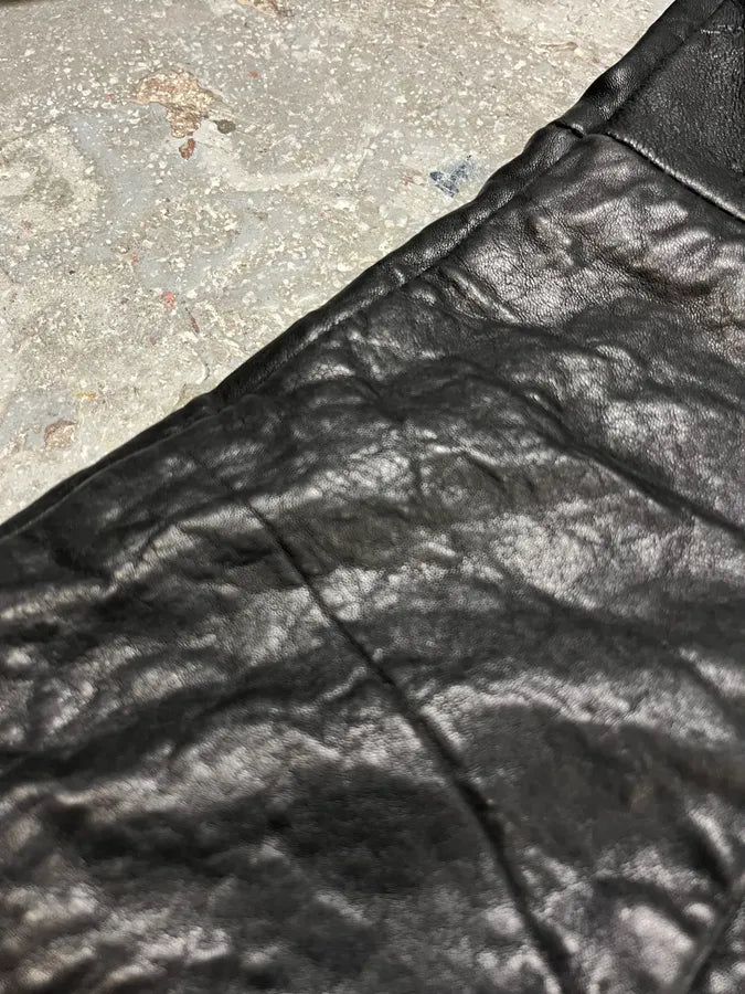 AW2010 Emporio Armani Asymmetrical Raw Black Leather Jacket (S/M) 3