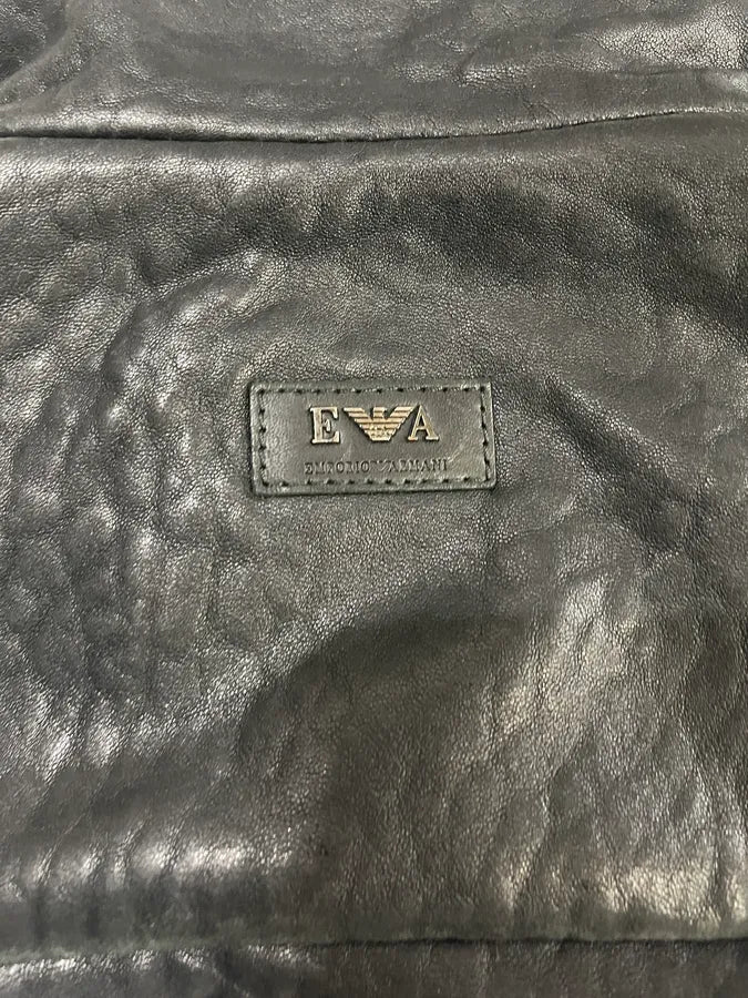 AW2010 Emporio Armani Asymmetrical Raw Black Leather Jacket (S/M) 4