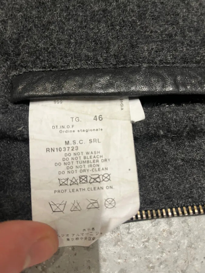 AW2010 Emporio Armani Asymmetrical Raw Black Leather Jacket (S/M) 6