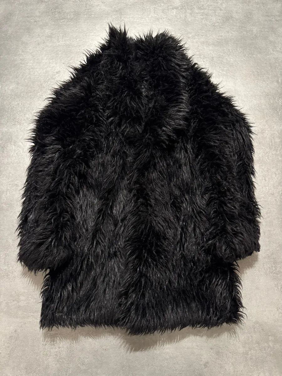 AW2010 Emporio Armani Black Faux-Fur Long Jacket dZuTJun 0