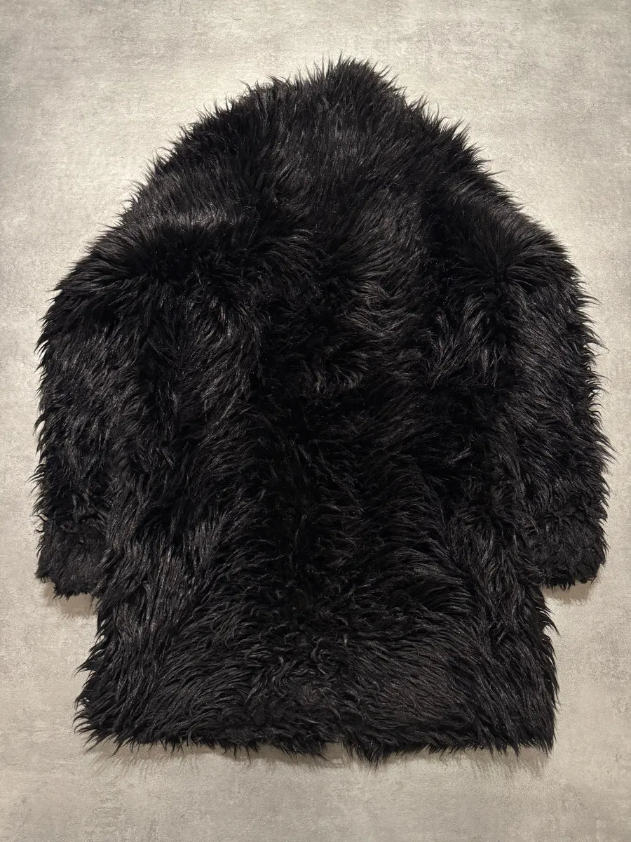 AW2010 Emporio Armani Black Faux-Fur Long Jacket dZuTJun 1