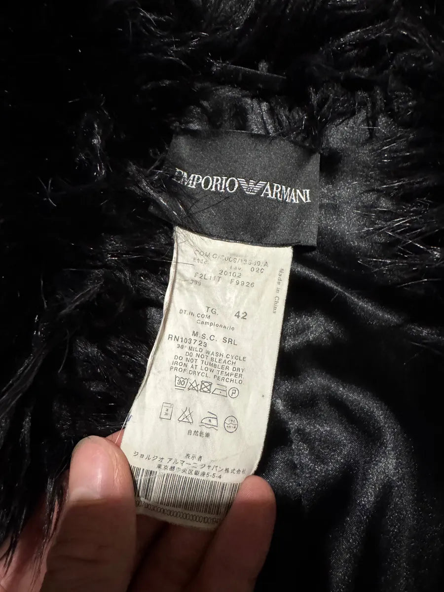AW2010 Emporio Armani Black Faux-Fur Long Jacket dZuTJun 6