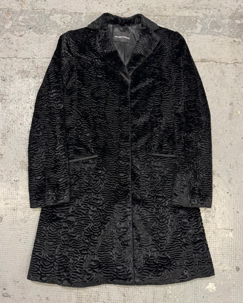 AW2010 Emporio Armani Black Faux Fur Long Coat wkAIwcg 0