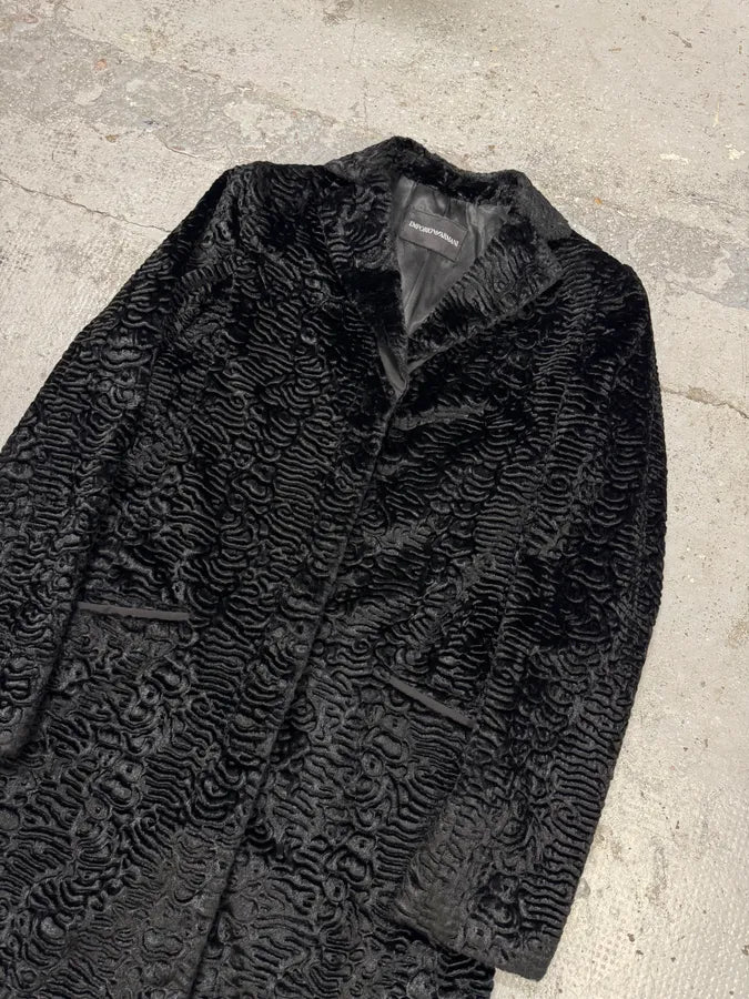 AW2010 Emporio Armani Black Faux Fur Long Coat wkAIwcg 1