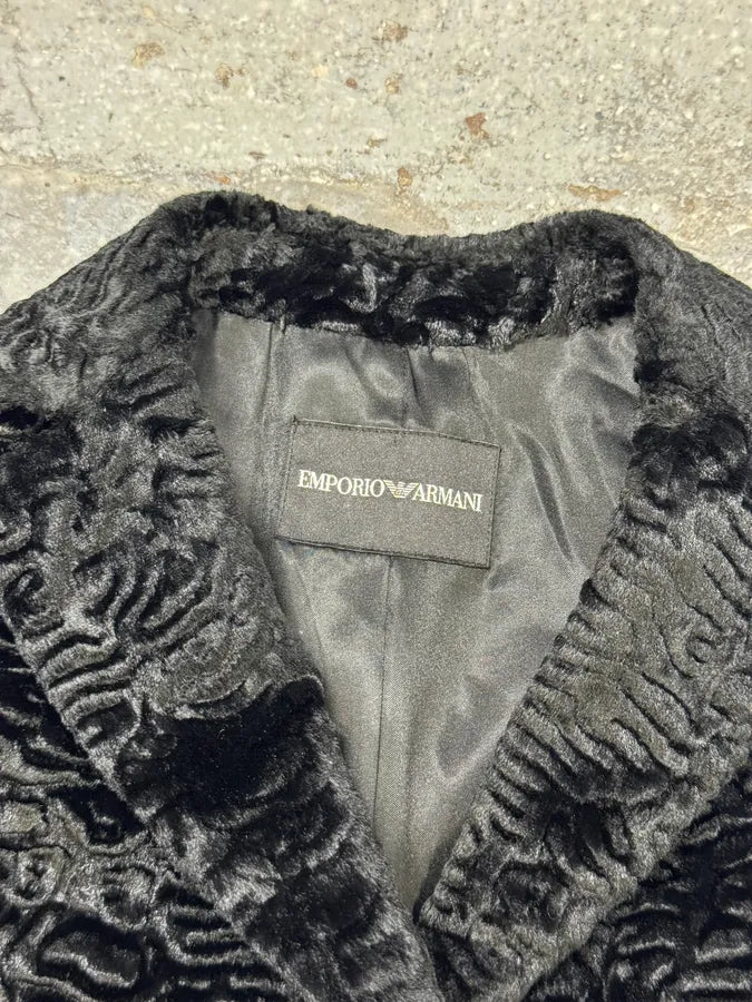 AW2010 Emporio Armani Black Faux Fur Long Coat wkAIwcg 4