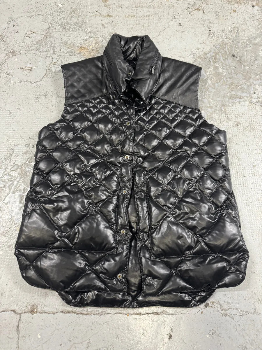 AW2010 Emporio Armani Black Puffer Leather Vest Jacket lTdHWdh 10