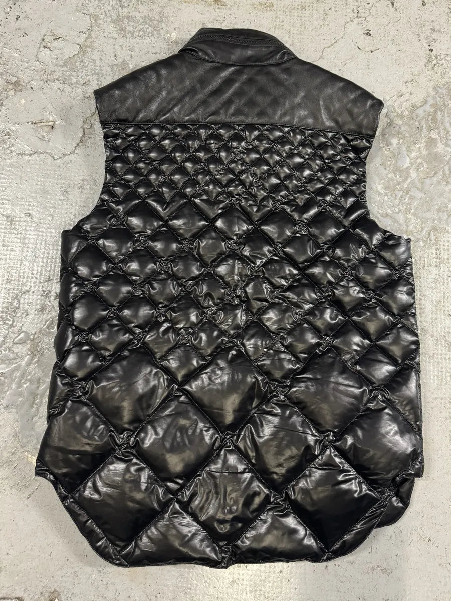 AW2010 Emporio Armani Black Puffer Leather Vest Jacket lTdHWdh 4