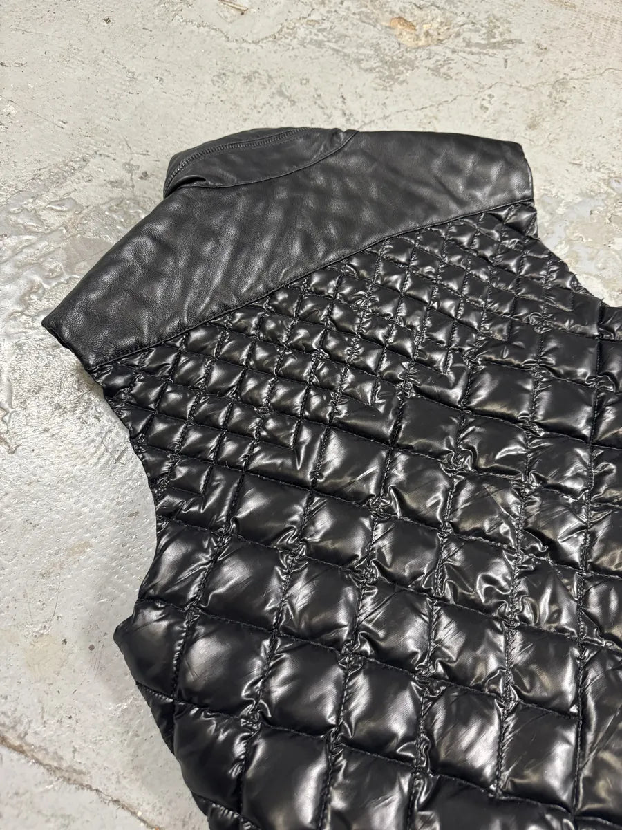 AW2010 Emporio Armani Black Puffer Leather Vest Jacket lTdHWdh 6