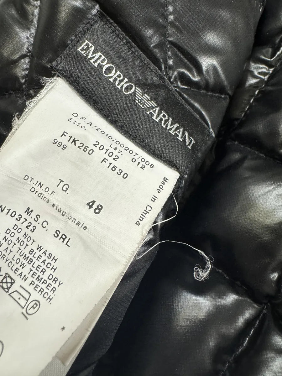 AW2010 Emporio Armani Black Puffer Leather Vest Jacket lTdHWdh 8