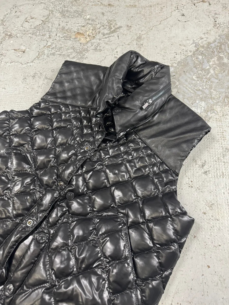 AW2010 Emporio Armani Black Puffer Leather Vest Jacket lTdHWdh 9