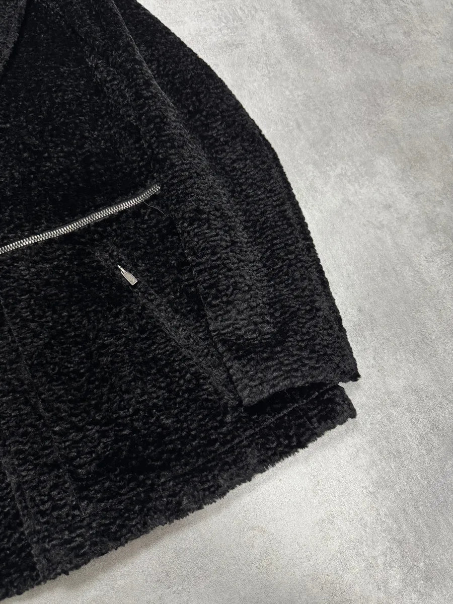 AW2010 Emporio Armani Faux Fur Horizontal Zip Black Jacket WQCRIgF 3