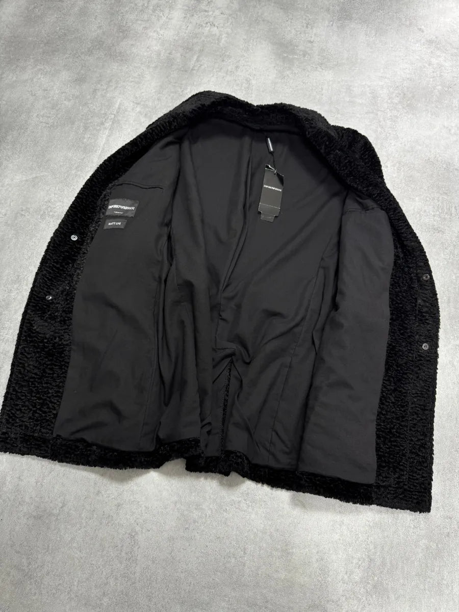 AW2010 Emporio Armani Faux Fur Horizontal Zip Black Jacket WQCRIgF 5