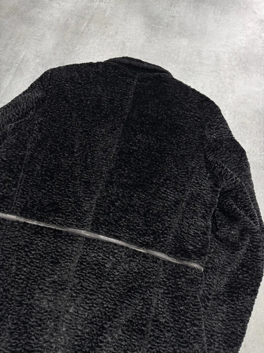 AW2010 Emporio Armani Faux Fur Horizontal Zip Black Jacket WQCRIgF 6