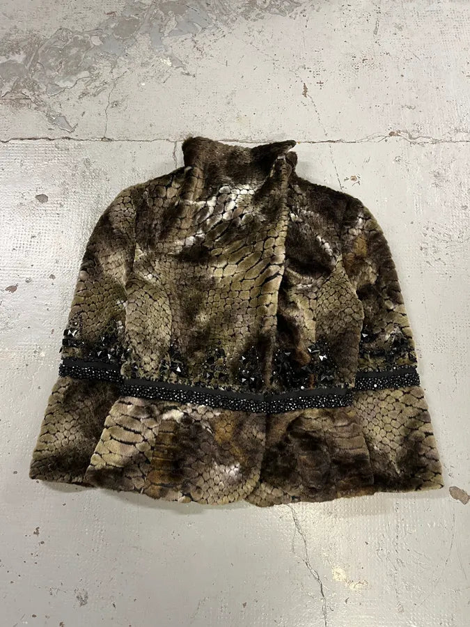 AW2010 Emporio Armani Faux Fur Rhinestone-Embellished Brown Jacket UDqMTrs 3