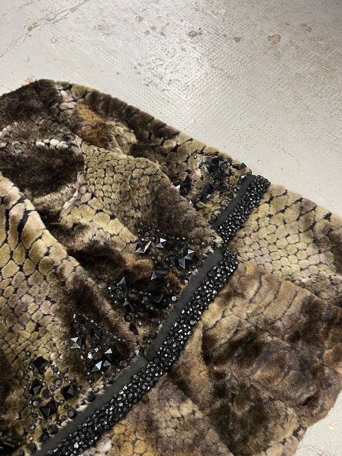 AW2010 Emporio Armani Faux Fur Rhinestone-Embellished Brown Jacket UDqMTrs 5