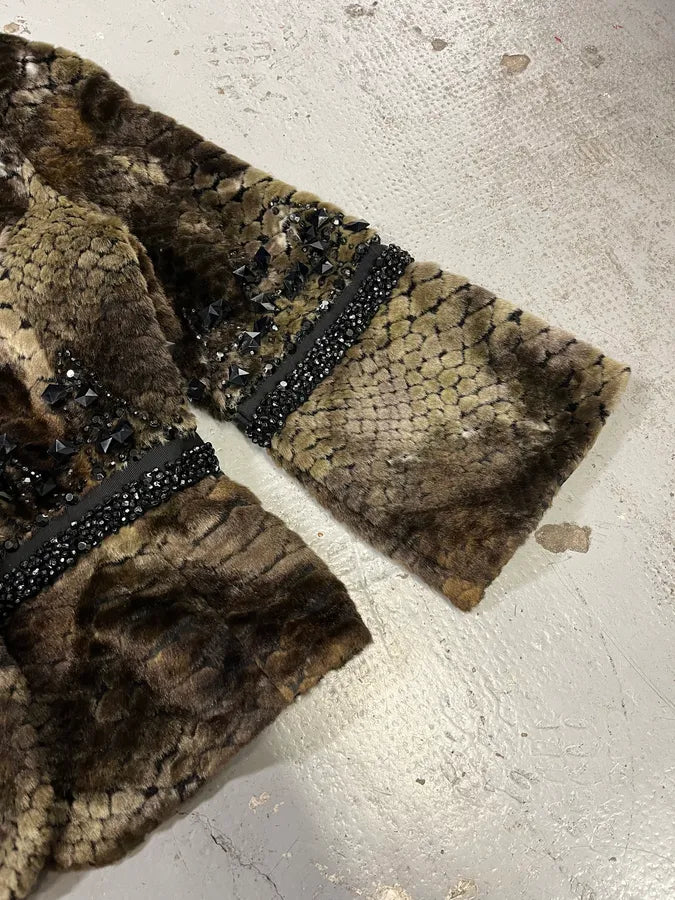 AW2010 Emporio Armani Faux Fur Rhinestone-Embellished Brown Jacket UDqMTrs 6