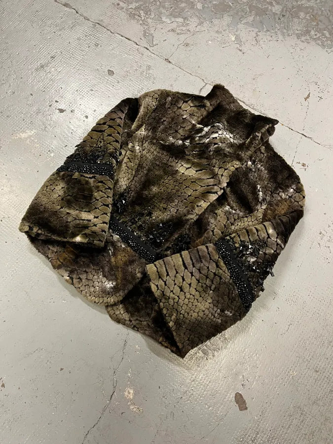 AW2010 Emporio Armani Faux Fur Rhinestone-Embellished Brown Jacket UDqMTrs 7