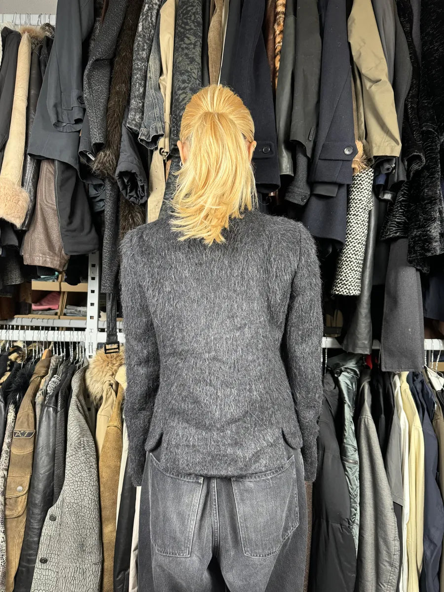 AW2010 Emporio Armani Grey Asymmetrical Elegant Collar Jacket lhQzCFN 2