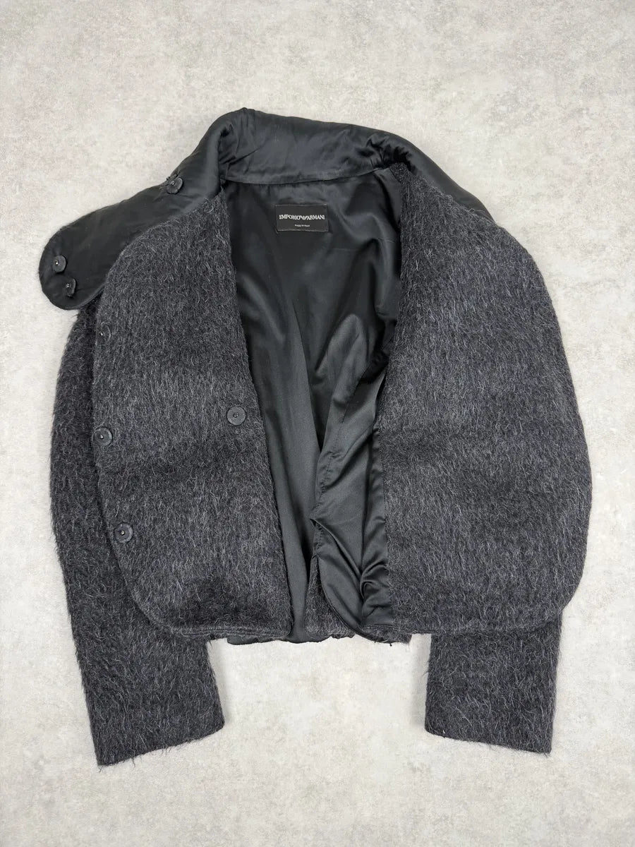 AW2010 Emporio Armani Grey Asymmetrical Elegant Collar Jacket lhQzCFN 6
