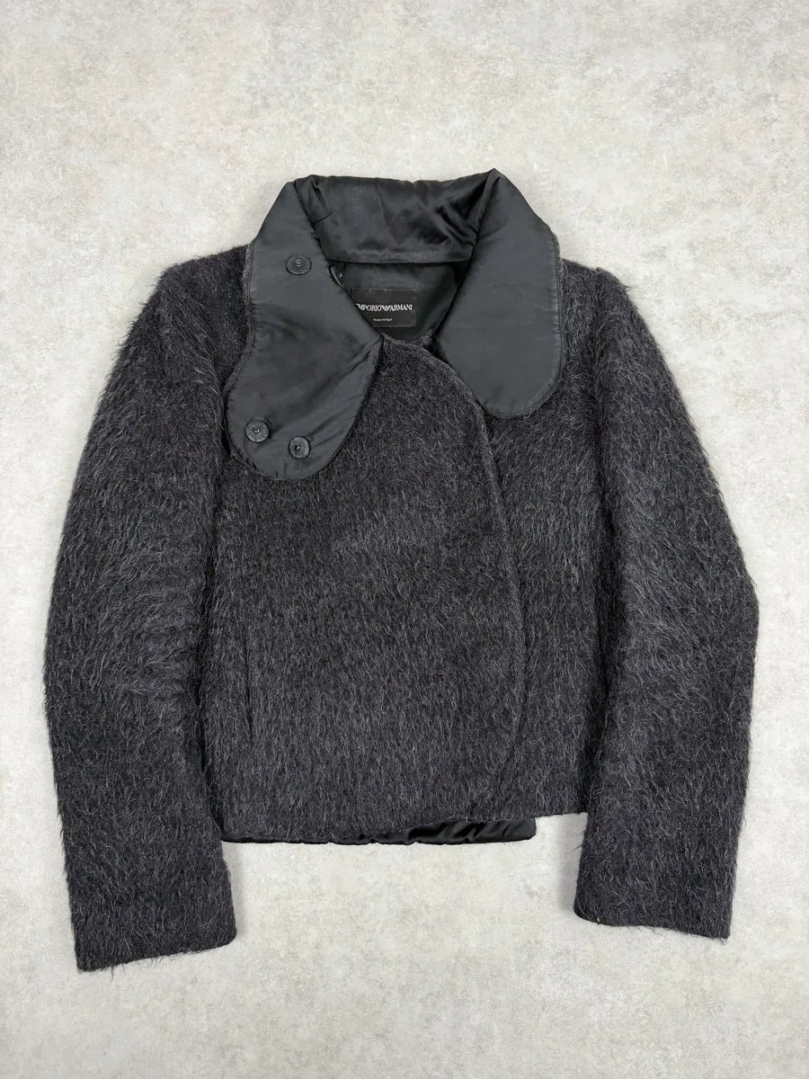 AW2010 Emporio Armani Grey Asymmetrical Elegant Collar Jacket lhQzCFN 8