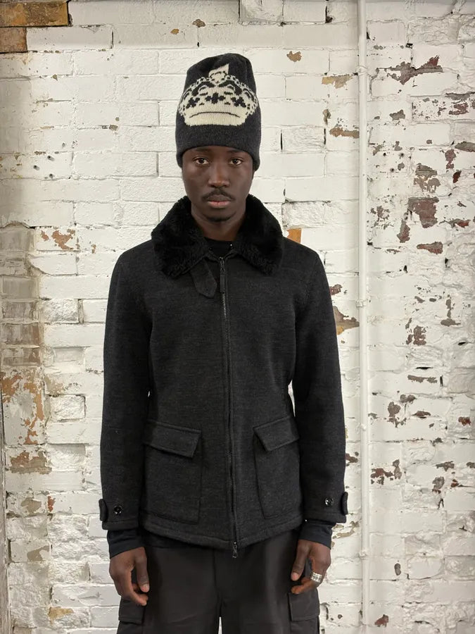 2000s Armani Grey Wool Caban Jacket SRrjAav 1