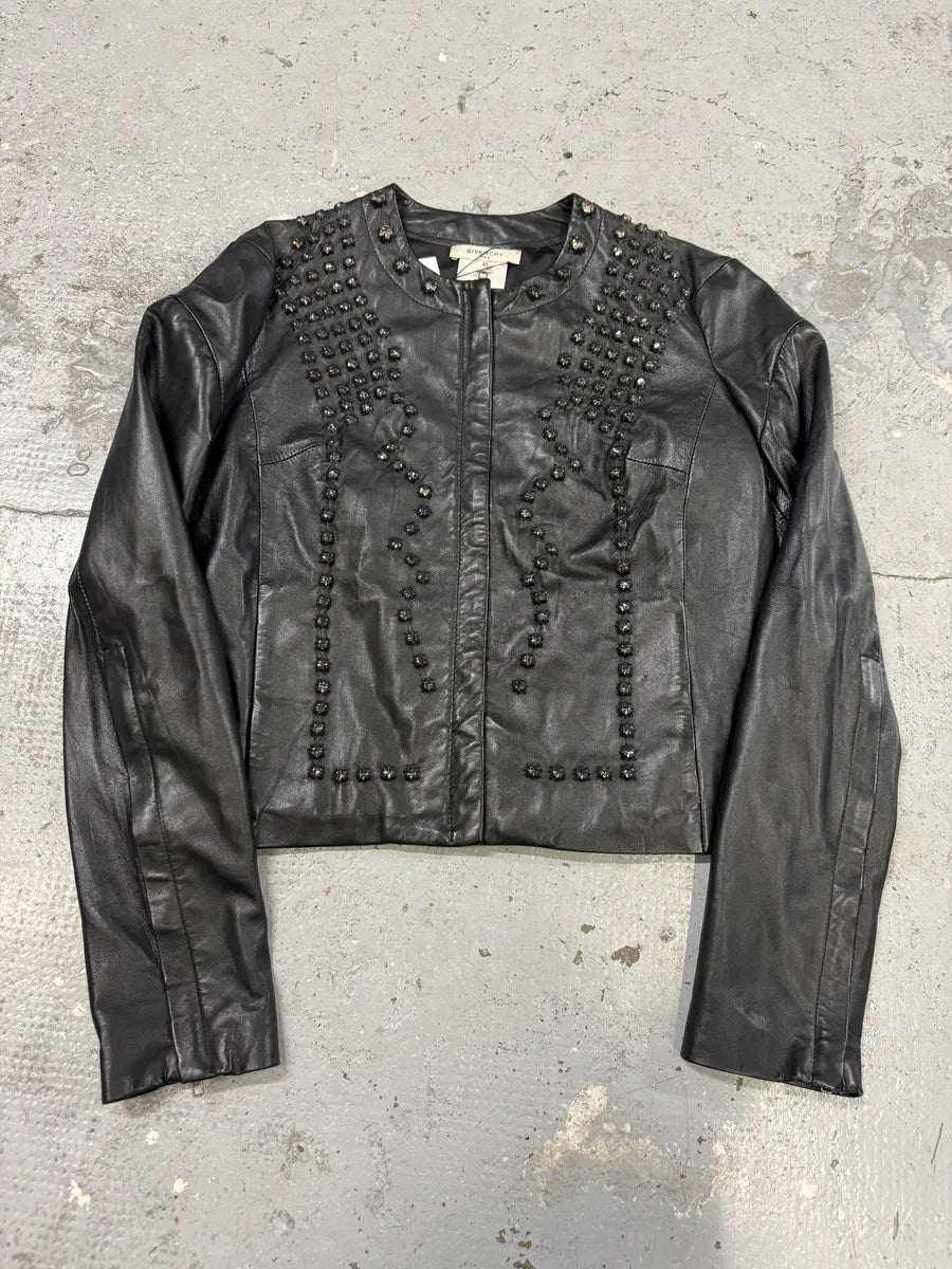 AW2010 Givenchy Black Crystal Embellished Leather Jacket by Riccardo Tisci SVVGKSJ 0