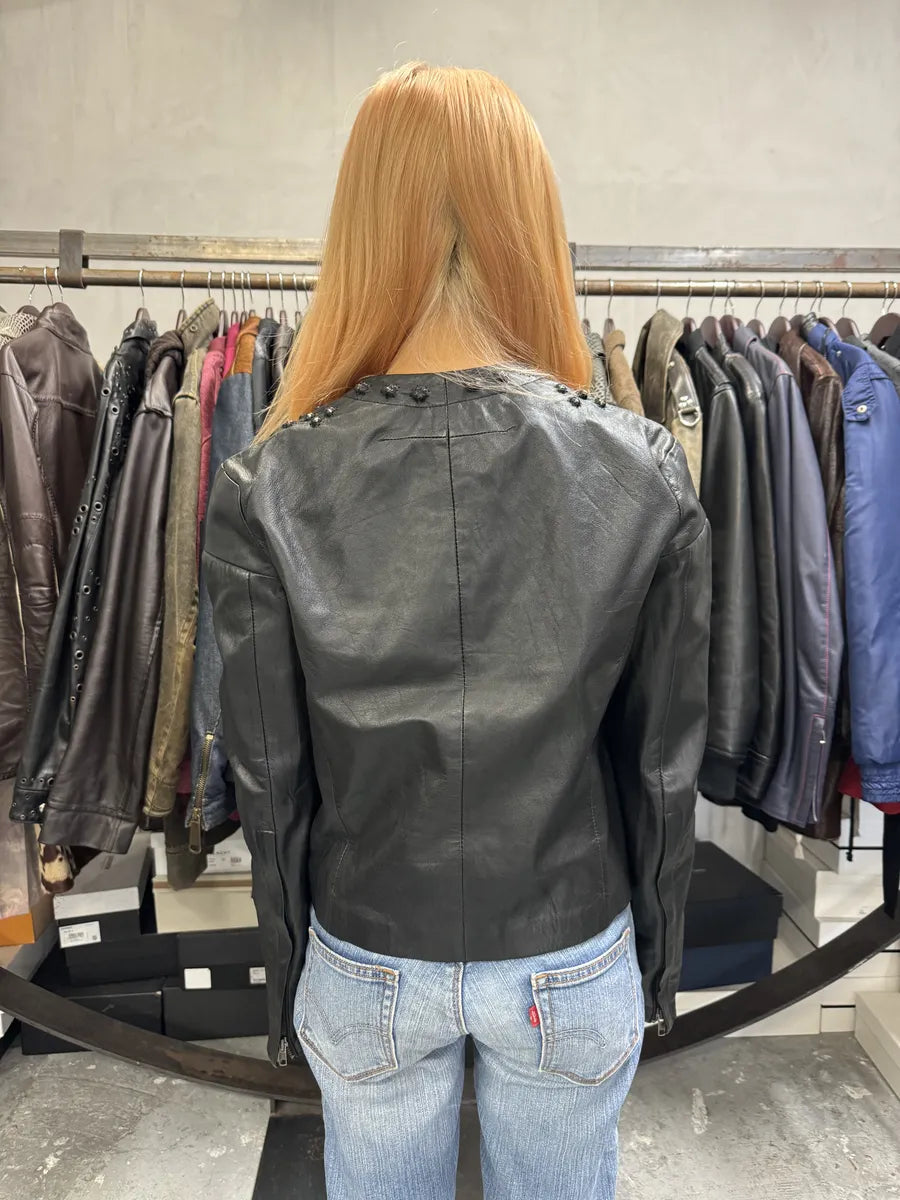 AW2010 Givenchy Black Crystal Embellished Leather Jacket by Riccardo Tisci SVVGKSJ 2