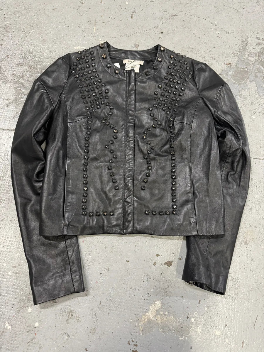AW2010 Givenchy Black Crystal Embellished Leather Jacket by Riccardo Tisci SVVGKSJ 4