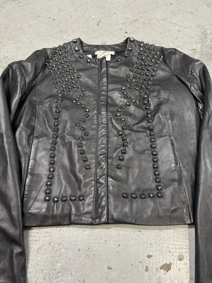 AW2010 Givenchy Black Crystal Embellished Leather Jacket by Riccardo Tisci SVVGKSJ 5