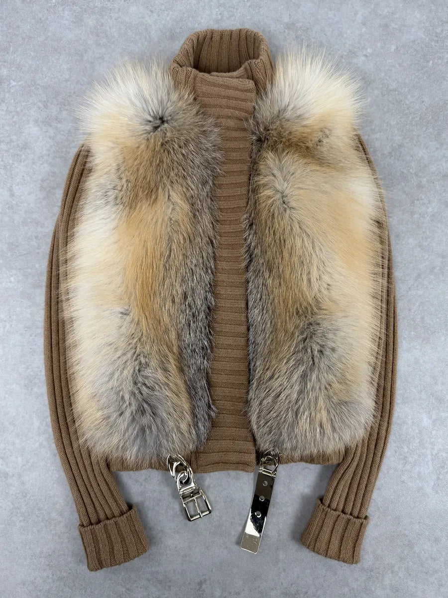 AW2010 Gucci Beige Camel Fox Fur Wool Jacket by Frida Giannini FwqPDGD 0