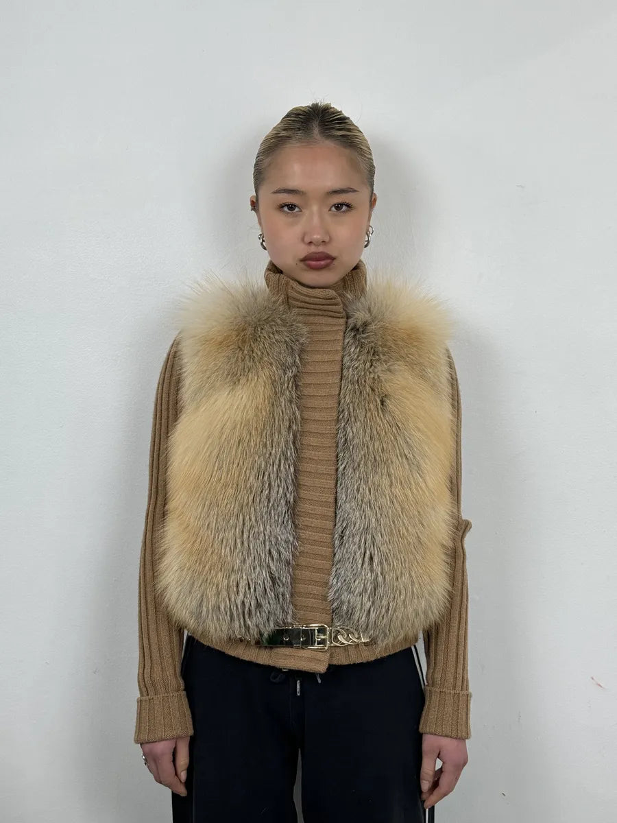 AW2010 Gucci Beige Camel Fox Fur Wool Jacket by Frida Giannini FwqPDGD 2