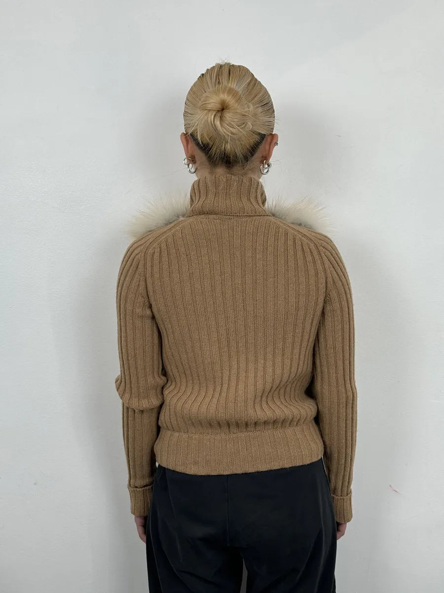 AW2010 Gucci Beige Camel Fox Fur Wool Jacket by Frida Giannini FwqPDGD 3