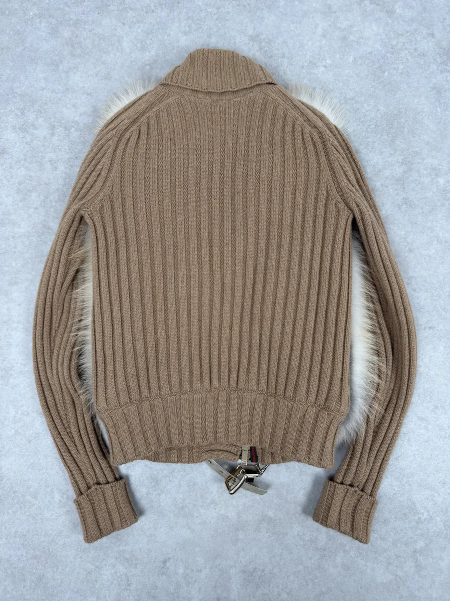 AW2010 Gucci Beige Camel Fox Fur Wool Jacket by Frida Giannini FwqPDGD 4
