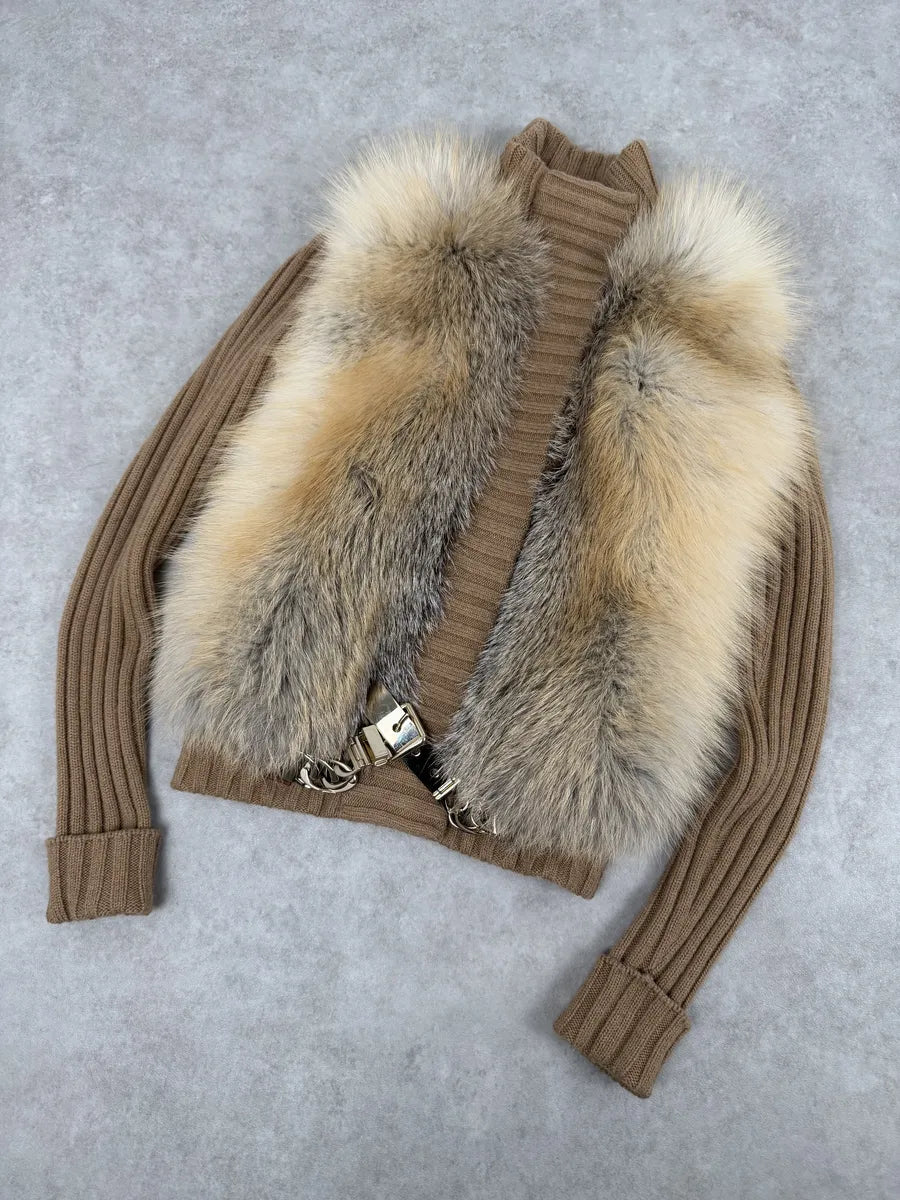 AW2010 Gucci Beige Camel Fox Fur Wool Jacket by Frida Giannini FwqPDGD 7