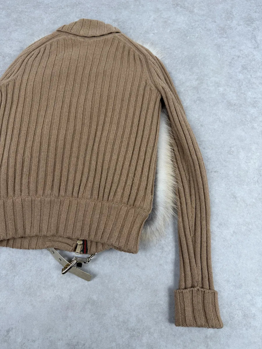 AW2010 Gucci Beige Camel Fox Fur Wool Jacket by Frida Giannini FwqPDGD 8