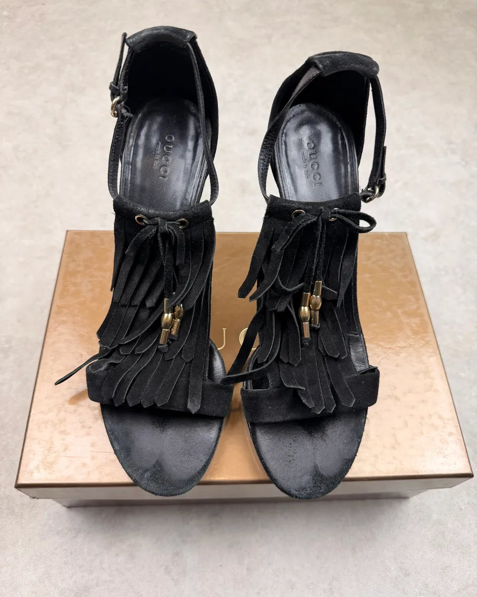 AW2010 Gucci Black Suede Leather Fringe Heels by Frida Giannini kVqzAXg 1
