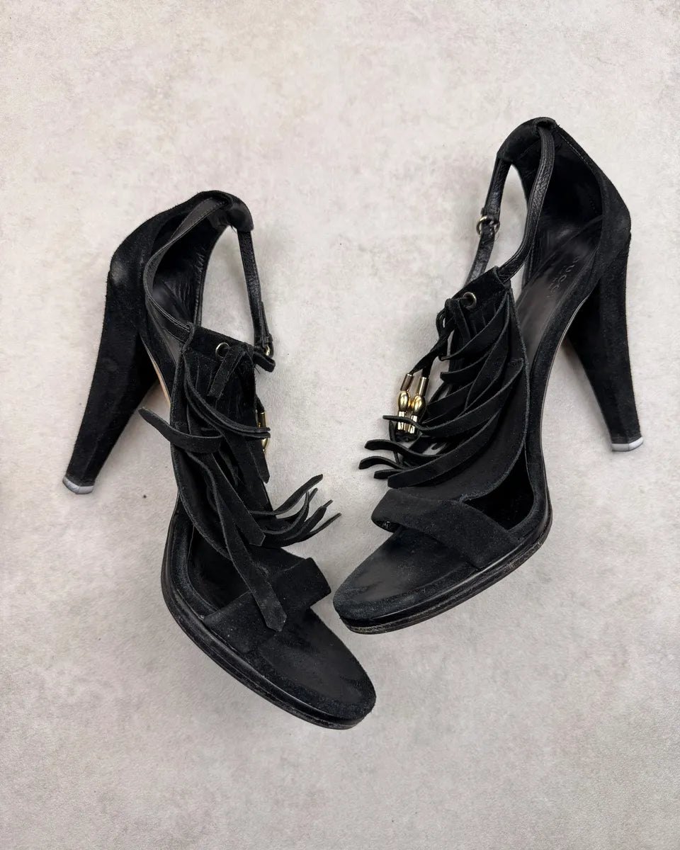 AW2010 Gucci Black Suede Leather Fringe Heels by Frida Giannini kVqzAXg 3