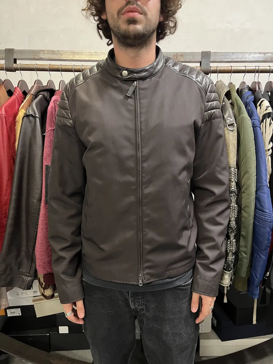 AW2010 Gucci Hybrid Biker Leather Padded Brown Jacket tDtLxAi 1