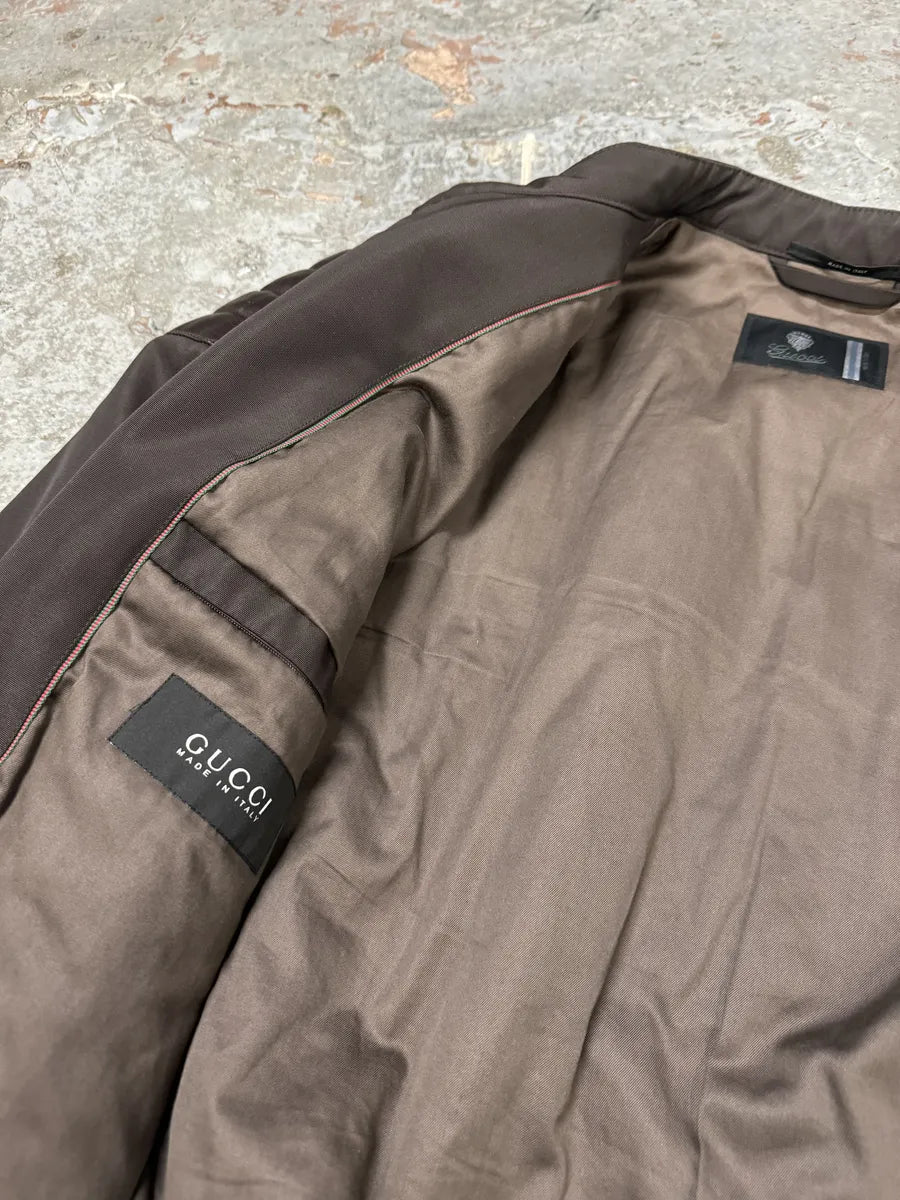 AW2010 Gucci Hybrid Biker Leather Padded Brown Jacket tDtLxAi 7