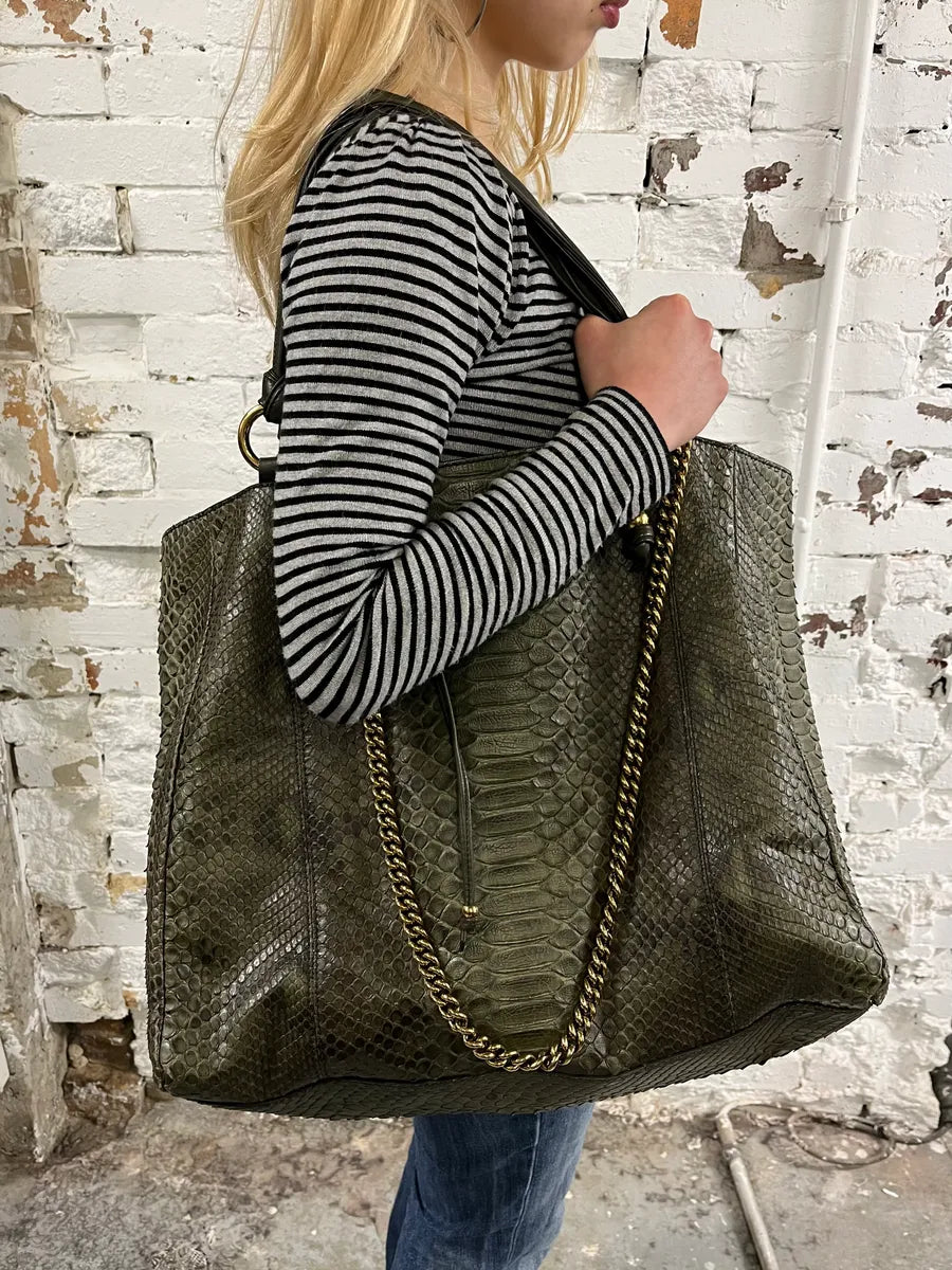 AW2010 Gucci Olive Python Bucket Bamboo Details Leather Handle Bag  gHXhgOm 1