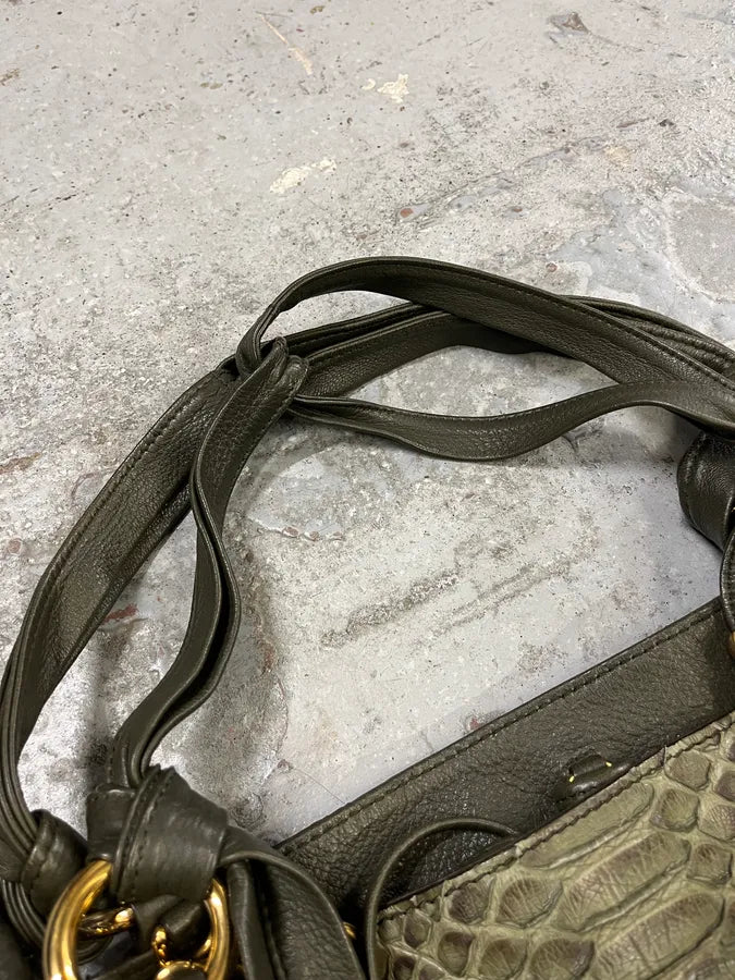 AW2010 Gucci Olive Python Bucket Bamboo Details Leather Handle Bag  gHXhgOm 8