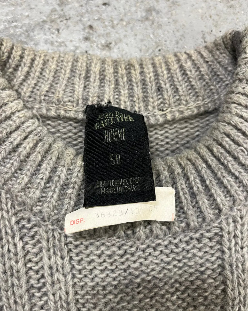 AW2010 Jean Paul Gaultier Grey Wool Knit Sweater IkgKHry 10