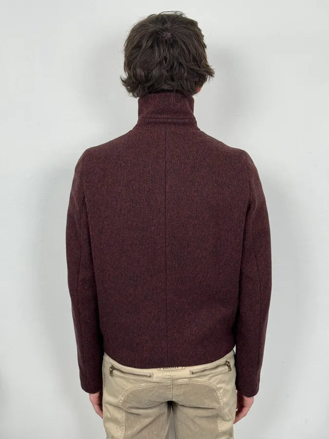 AW2010 Jil Sander Dark Red Tweed Wool Jacket by Raf Simons HFYFYcD 2